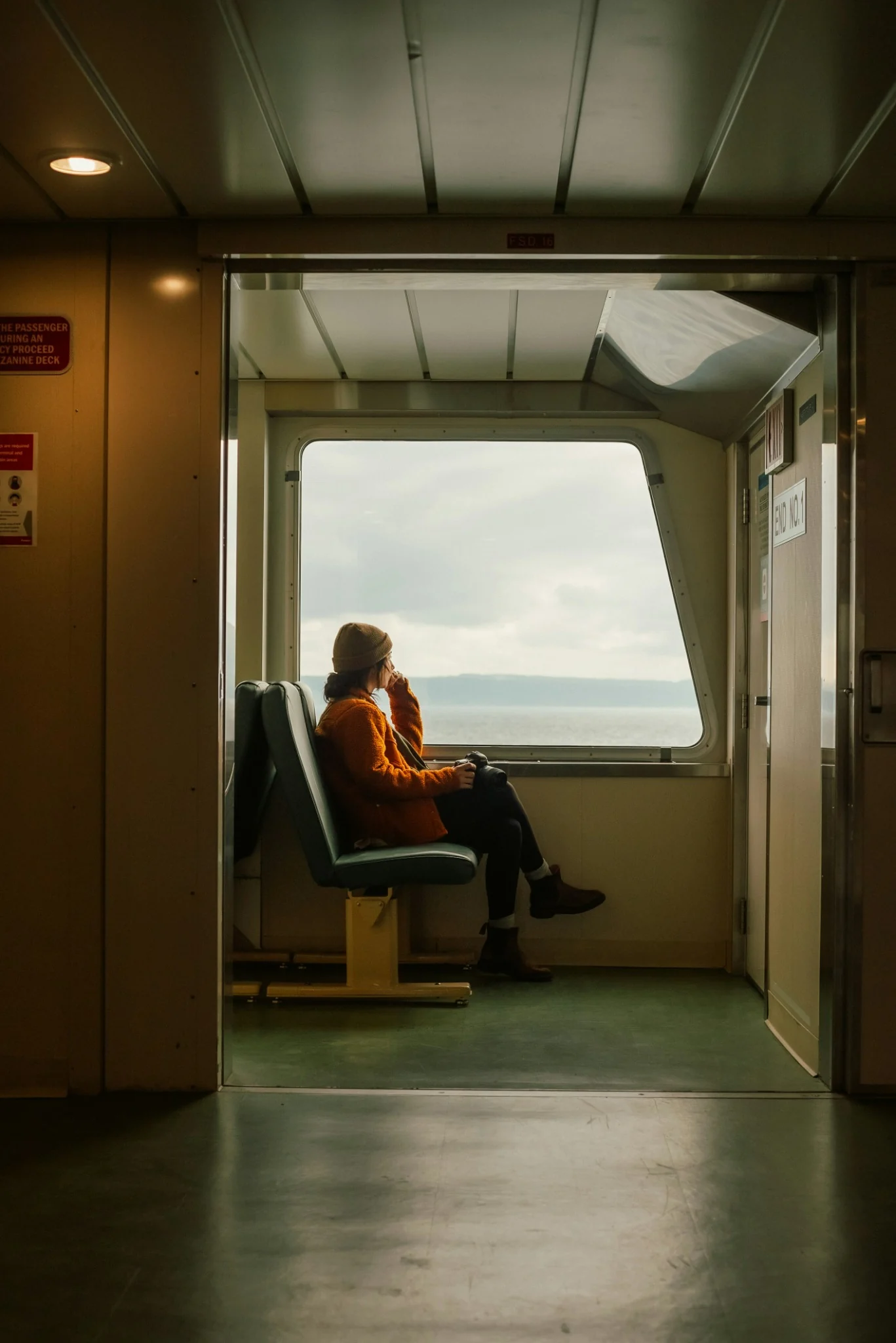 A quiet travel moment by the window